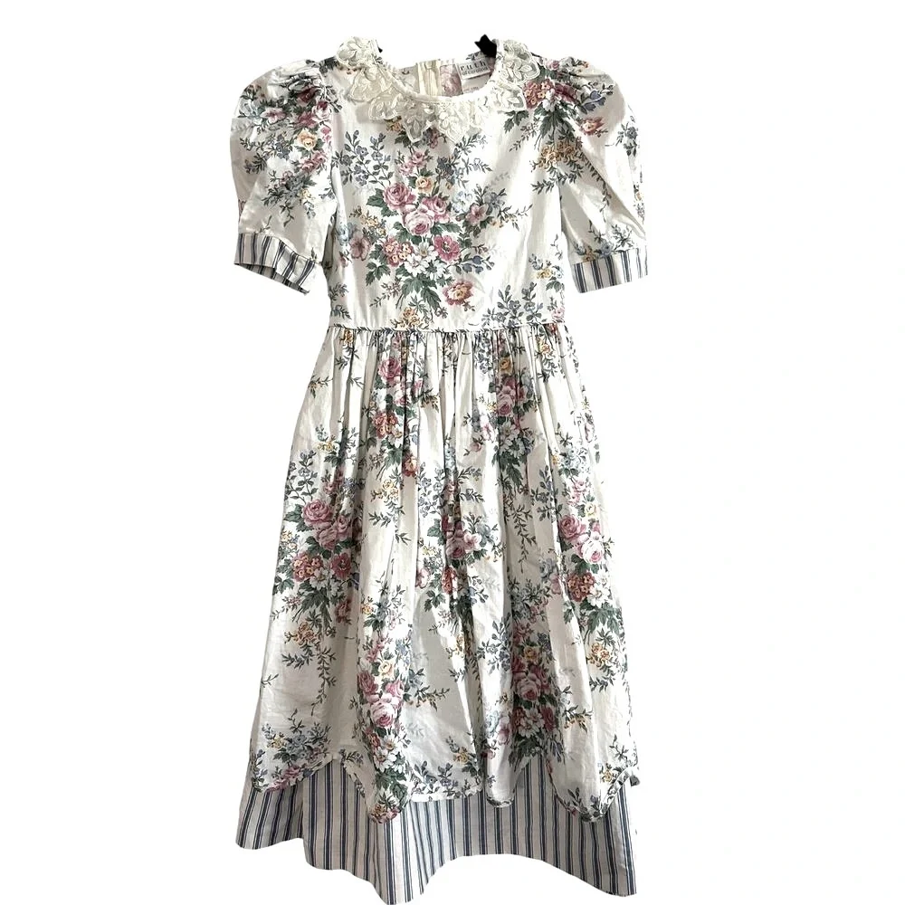 RUTH OF CAROLINA Vintage Floral Puff Sleeve Girl’s Dress - Sz 8